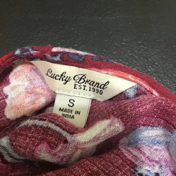 LUCKY BRAND Burgundy Boho Maxi Dress Size Small Floral - Picture 5 of 5